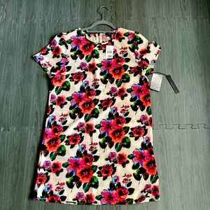 Dev-n pink floral midi dress NWT